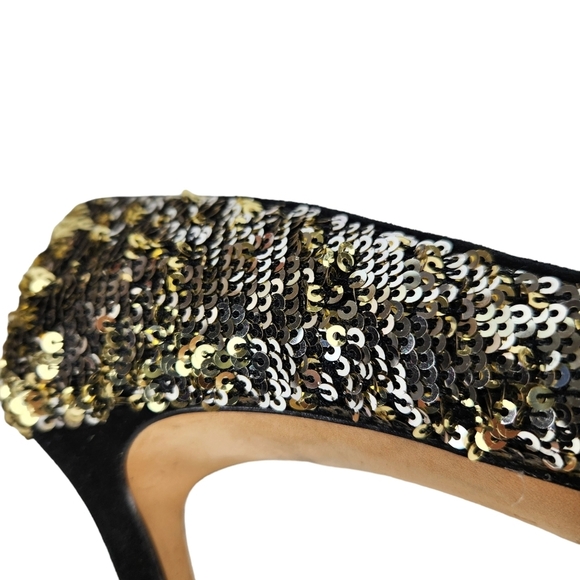 J. Crew Sloane Sequin Silver Gold Pumps Heels Suede Leather Prom Women's Size 9 - Picture 10 of 12